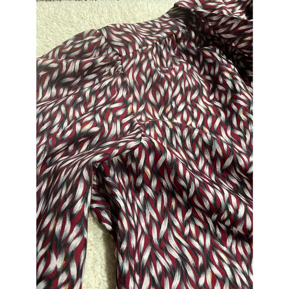 VTG Judy Bond Button Shirt Womens Sz 16 Pussybow Front Bow Puff Sleeve Patterned - Picture 10 of 10